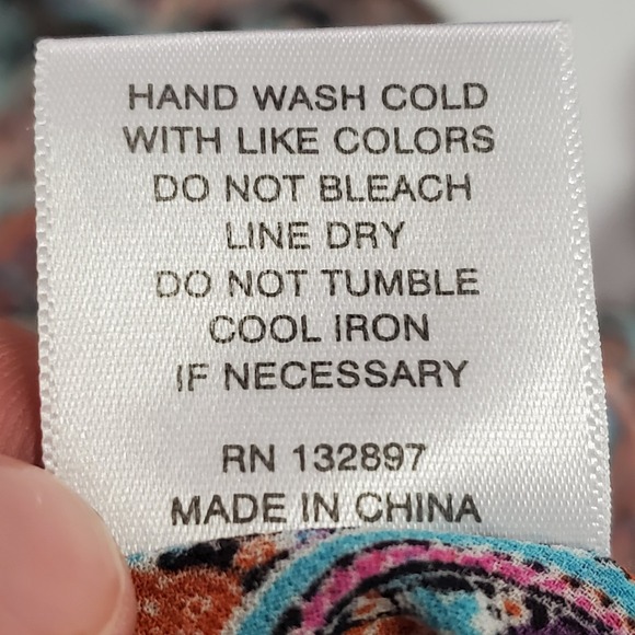 Rose & Olive Womens Adjustable Scoop Neck Artsy Crinkle Top‎ Size 1X Multicolor - Picture 7 of 11